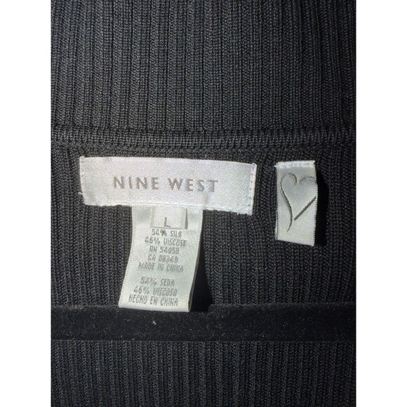 Vintage Nine West Silk Blend Cardigan Black Ribbed Y2K Bolero Shrug Size L - Picture 3 of 5